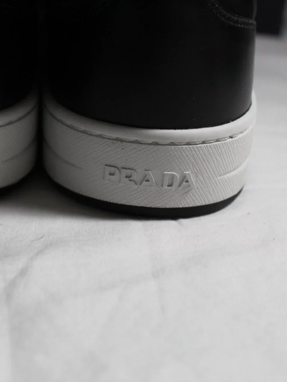 NWB PRADA Black Re-Nylon Booties Lace Up Hi Tops Sneakers Flats Triangle Logo 39